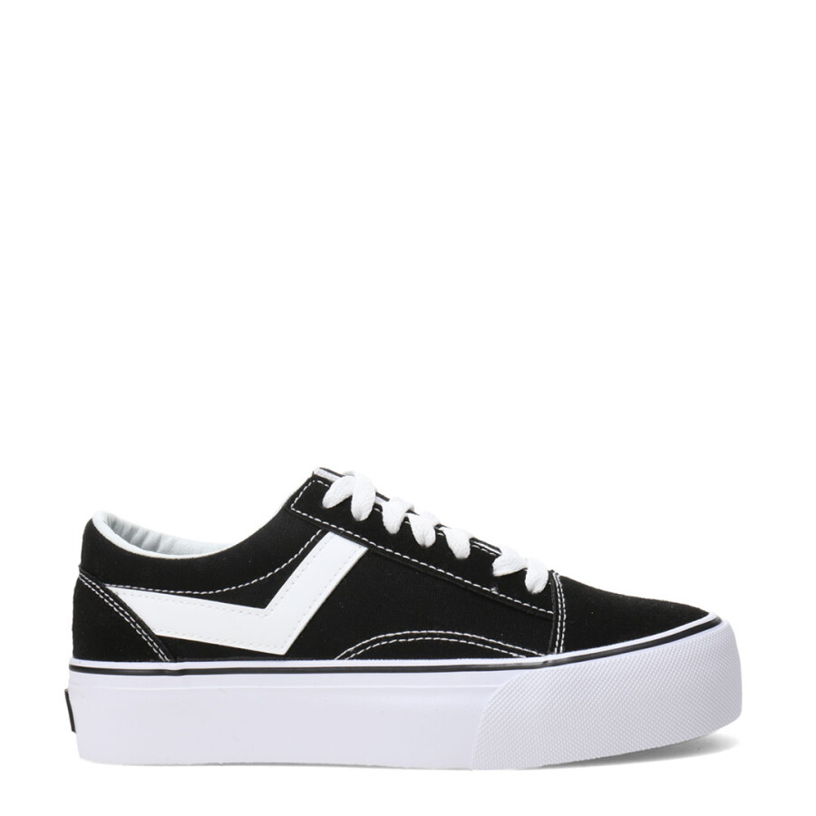 Championes de Mujer PONY Plataforma Casual Negro - Blanco