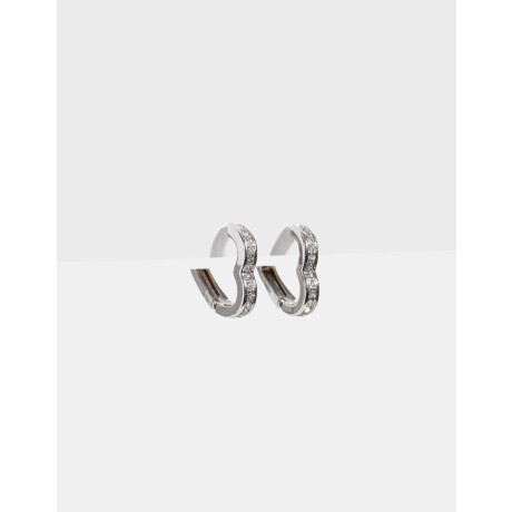 Argollas De Corazón Plateado Rodio