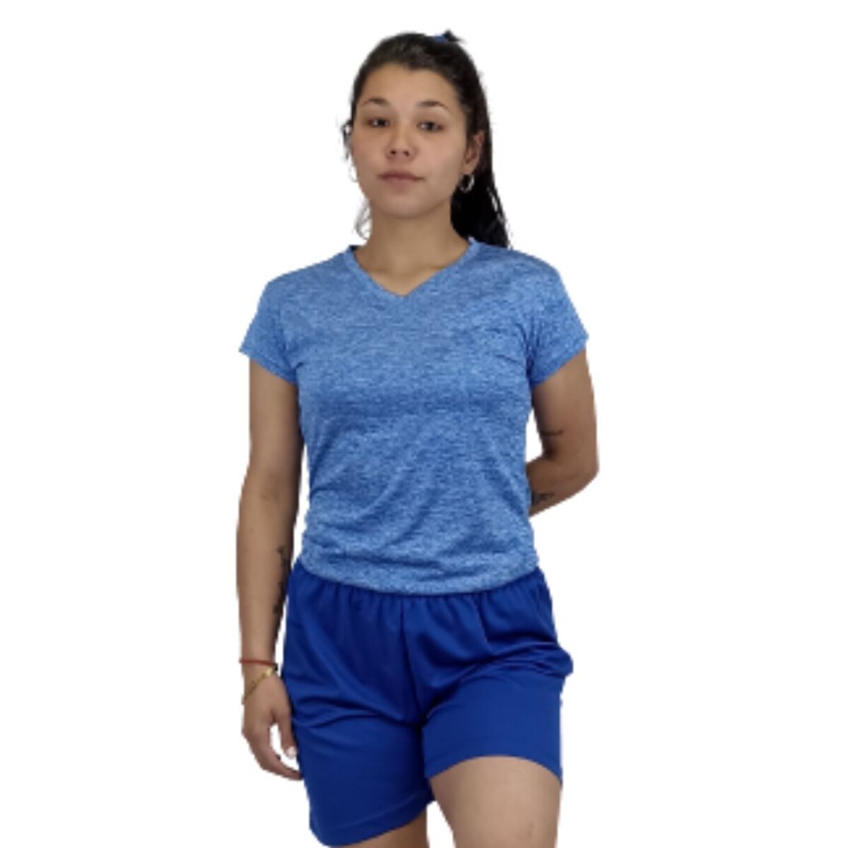 Camiseta Dry Fit Lady Jaspeada - Azul francia 