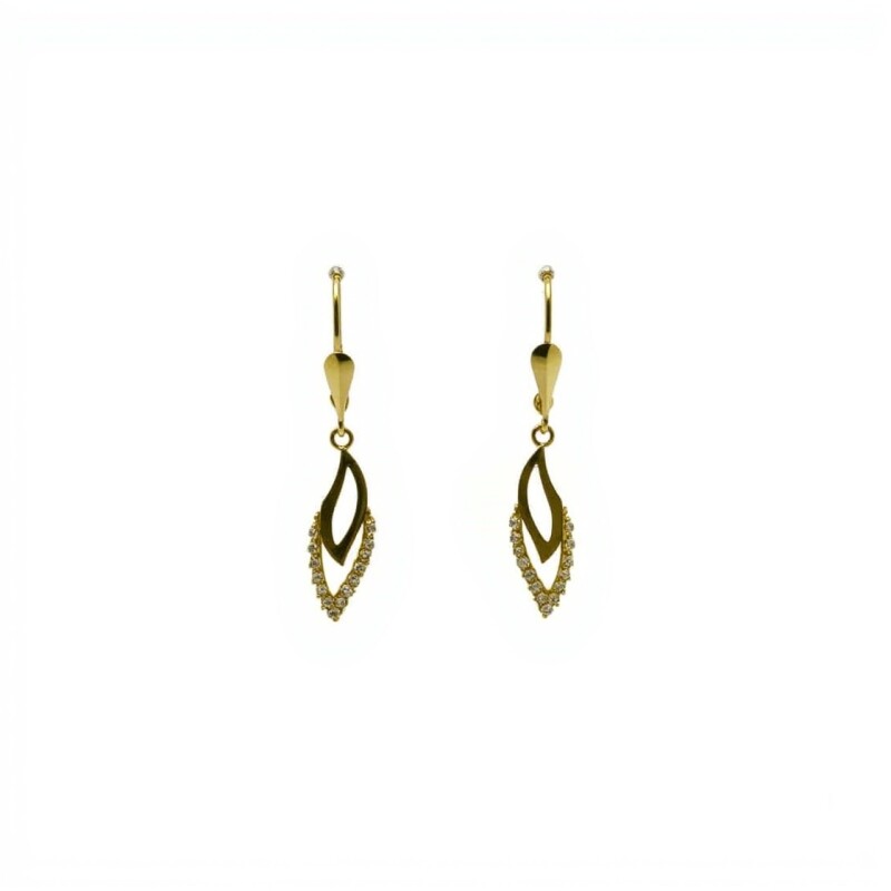 Caravanas pendiente vintage con Zirconia - Oro bajo- Zironias- CA8413 sinpiedra