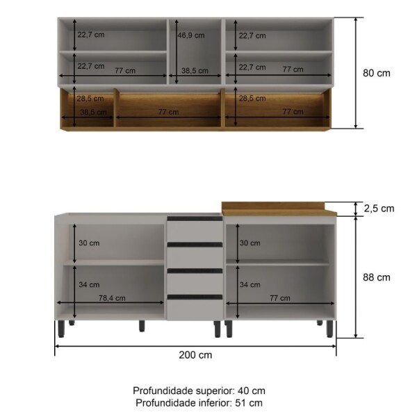COCINA MODULADA 2 MT CON LUZ - ALMA COCINA MODULADA 2 MT CON LUZ - ALMA