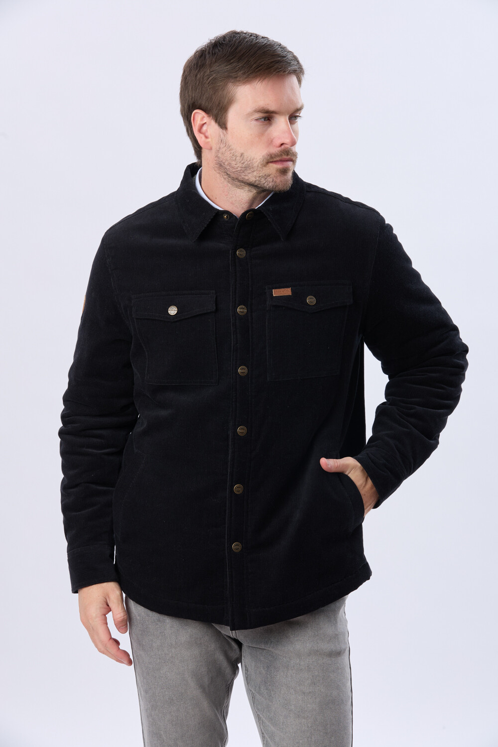 CAMPERA DE PANA Y CORDERITO Gris