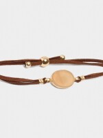 Pulsera Ajustable De Cordón De Piel Con Piedra naranja
