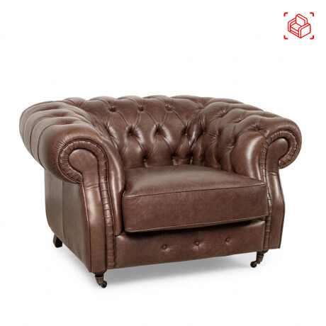 BUTACA 1 CUERPO CUERO-100-NATURAL MARRON NEW CHESTERFIELD CHOC.