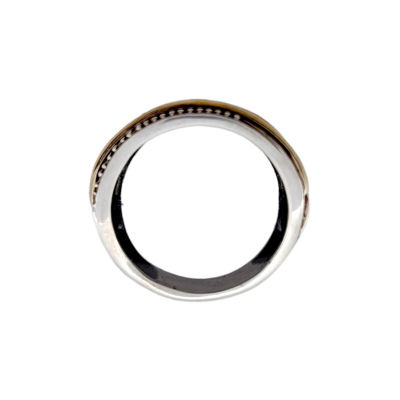 Anillo Banda-Plata y oro-Piedra Zirconia-AN5348 conpiedra