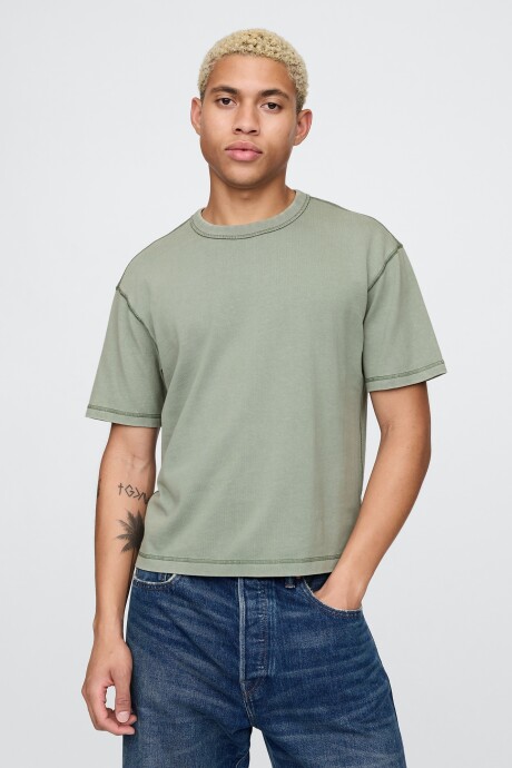 Remera Cropped Hombre Gasoline Green