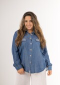 Camisa de jean tencel con brillo Camisa de jean tencel con brillo