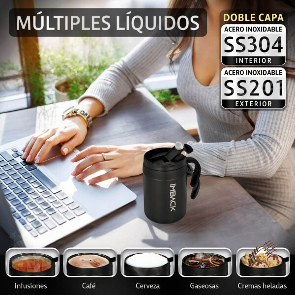 Vaso Termico Cafe Jarra Mug 503 Ml Imback Acero Inoxidable Doble Capa Con Manija Y Tapa Negro Vaso Termico Cafe Jarra Mug 503 Ml Imback Acero Inoxidable Doble Capa Con Manija Y Tapa Negro