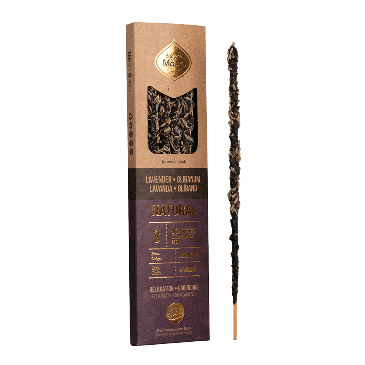 INCIENSO NATURAL DOS AROMAS SAGRADA MADRE X8 - Lavanda/olibano 