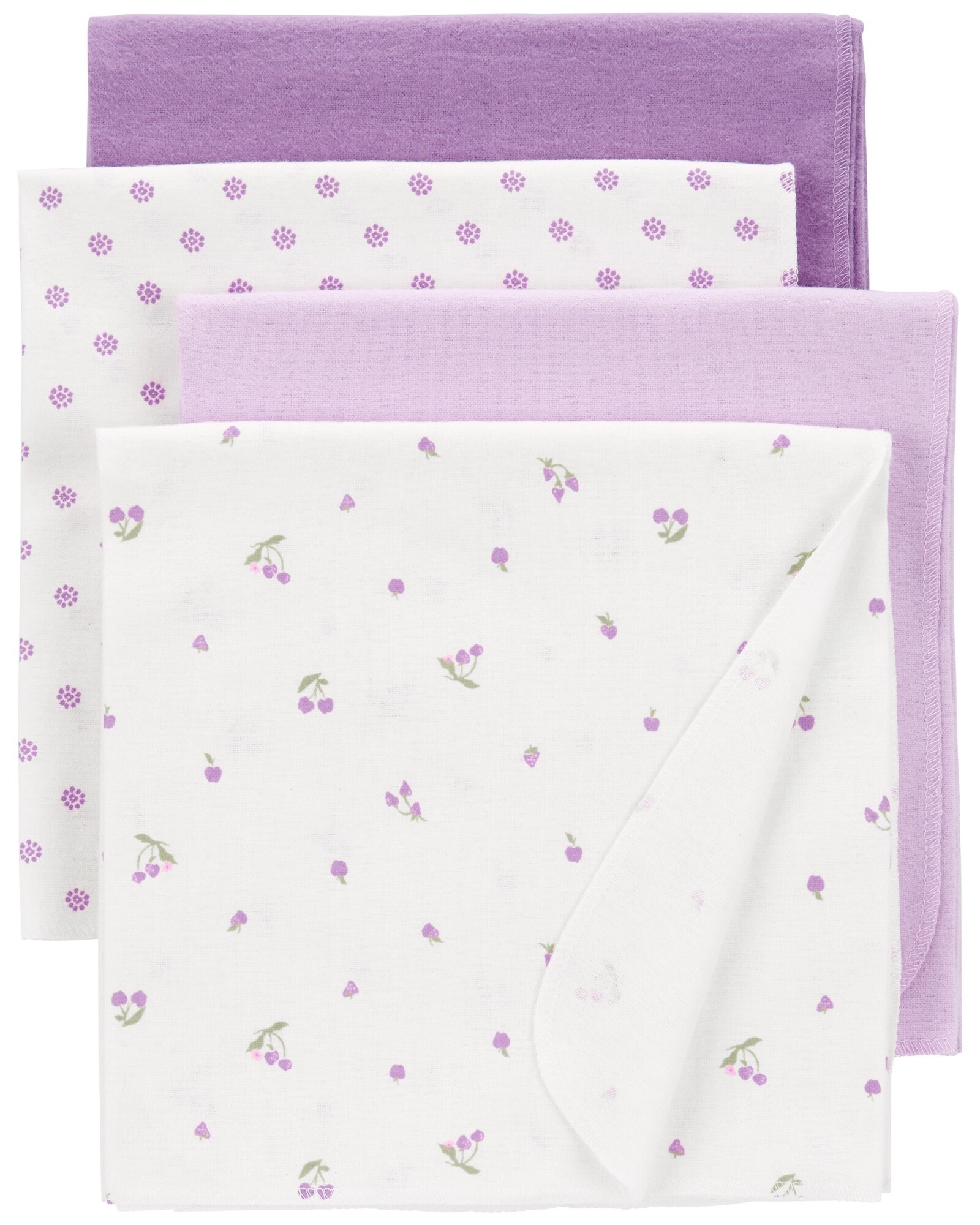 Pack cuatro mantas recibidoras de franela, lilas Sin color