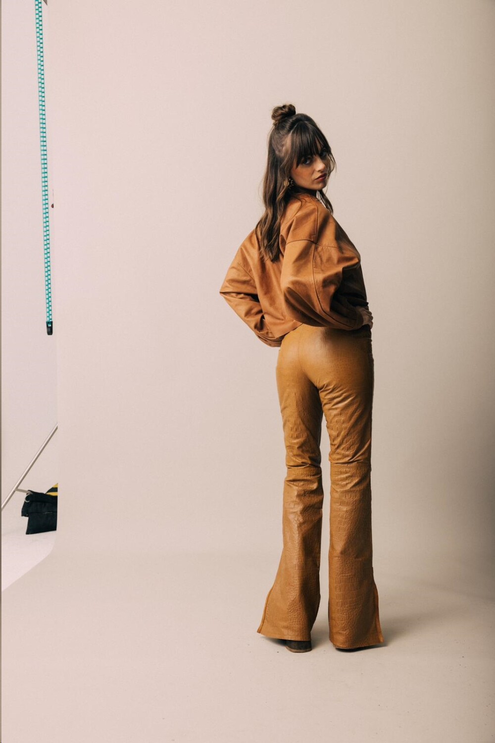 Formal Leather Pants Crocco Camel
