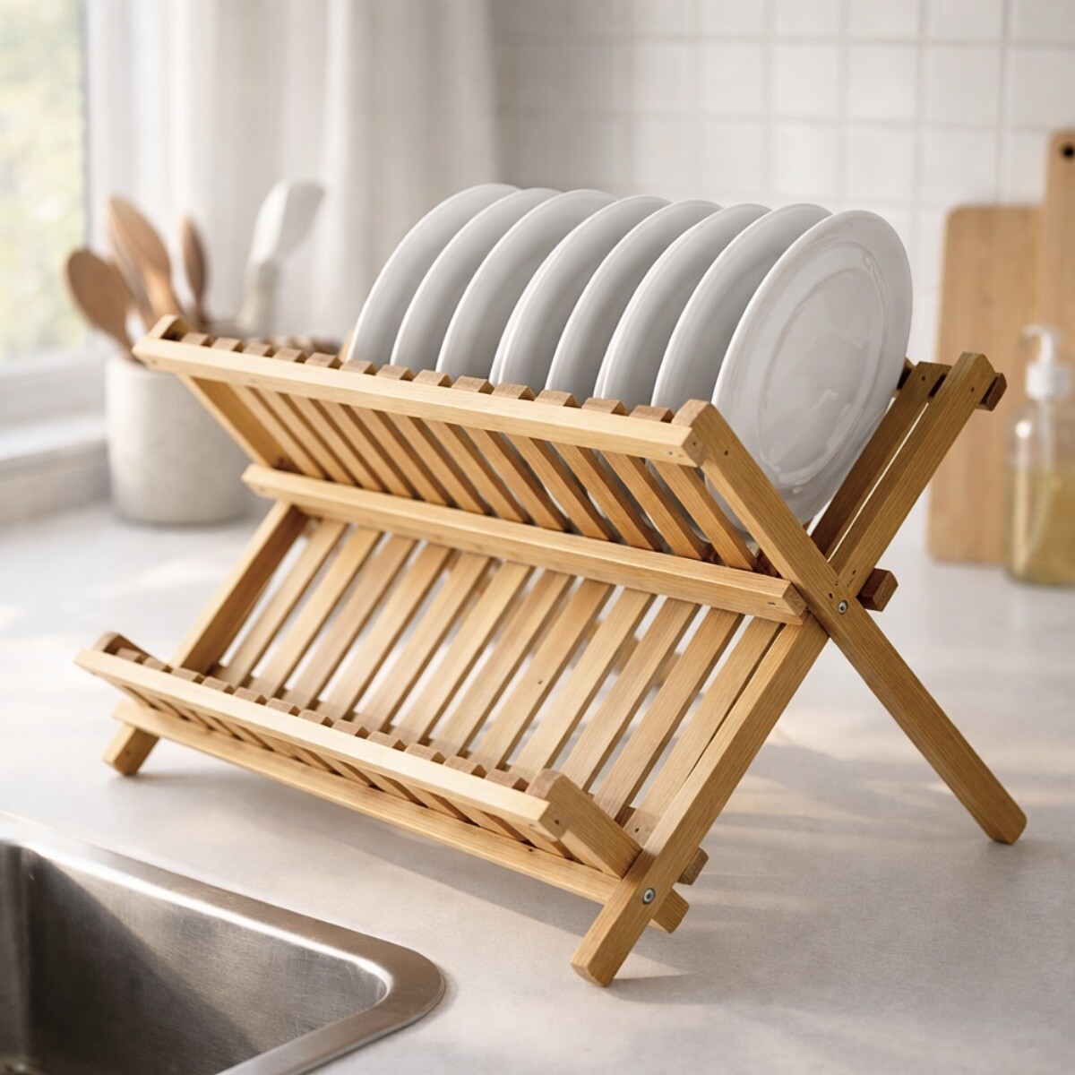 Escurridor En Bambú Plegable 45x33x26cm - MADERA 