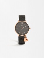 Reloj Pulsera De Acero Inoxidable Con Coração negro