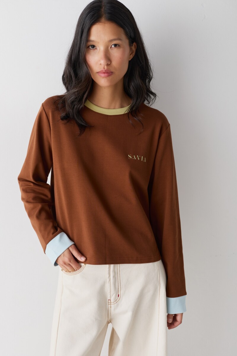 TSHIRT SAVIA CONTRAST - Chocolate 