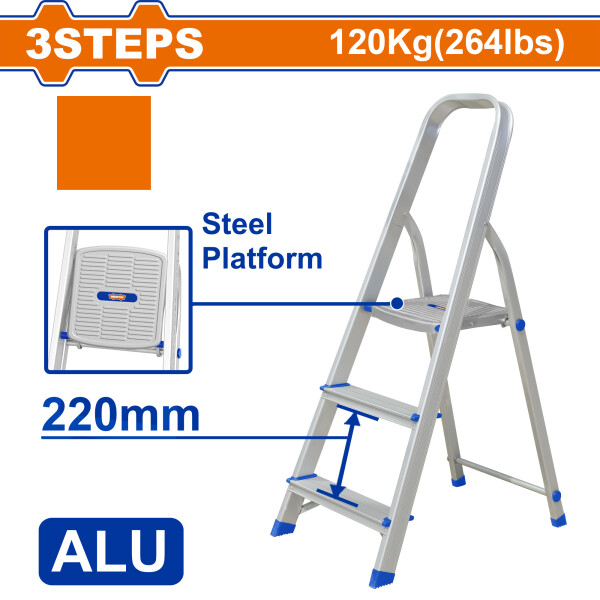 ESCALERA FAMILIAR ALUMINIO 3 ESCALONES 120KG WADFOW WLD3H03 ESCALERA FAMILIAR ALUMINIO 3 ESCALONES 120KG WADFOW WLD3H03