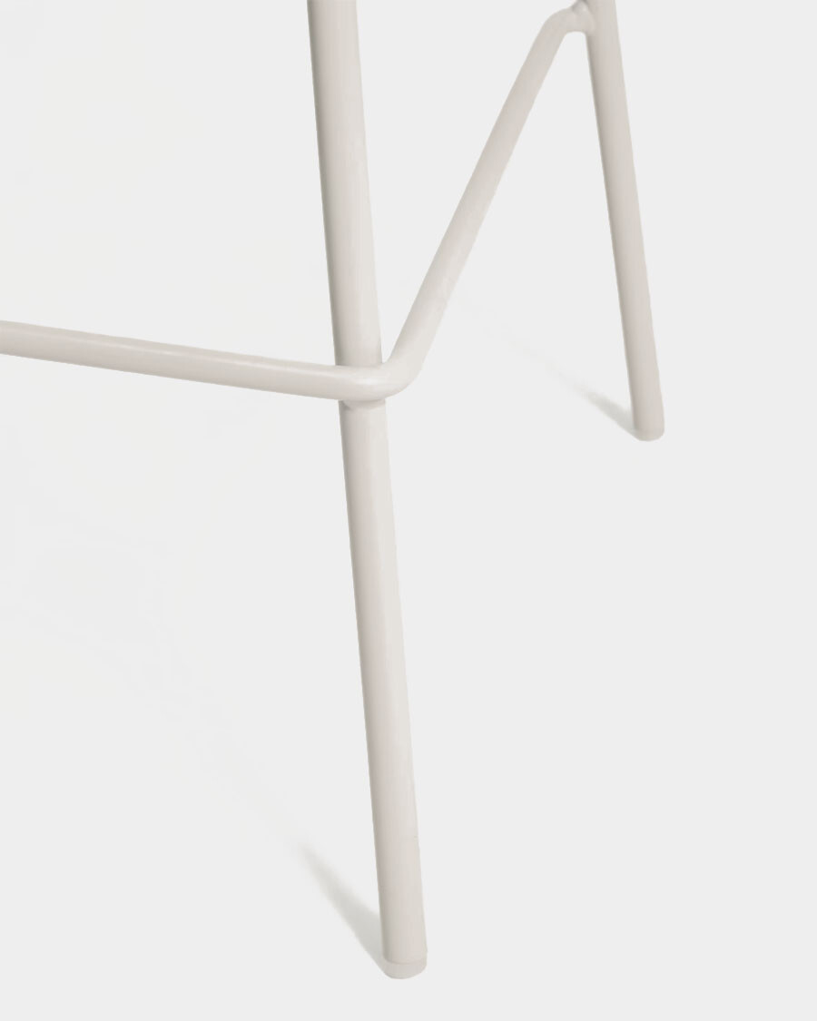 Taburete Altea beige y patas de acero con acabado beige 65 cm