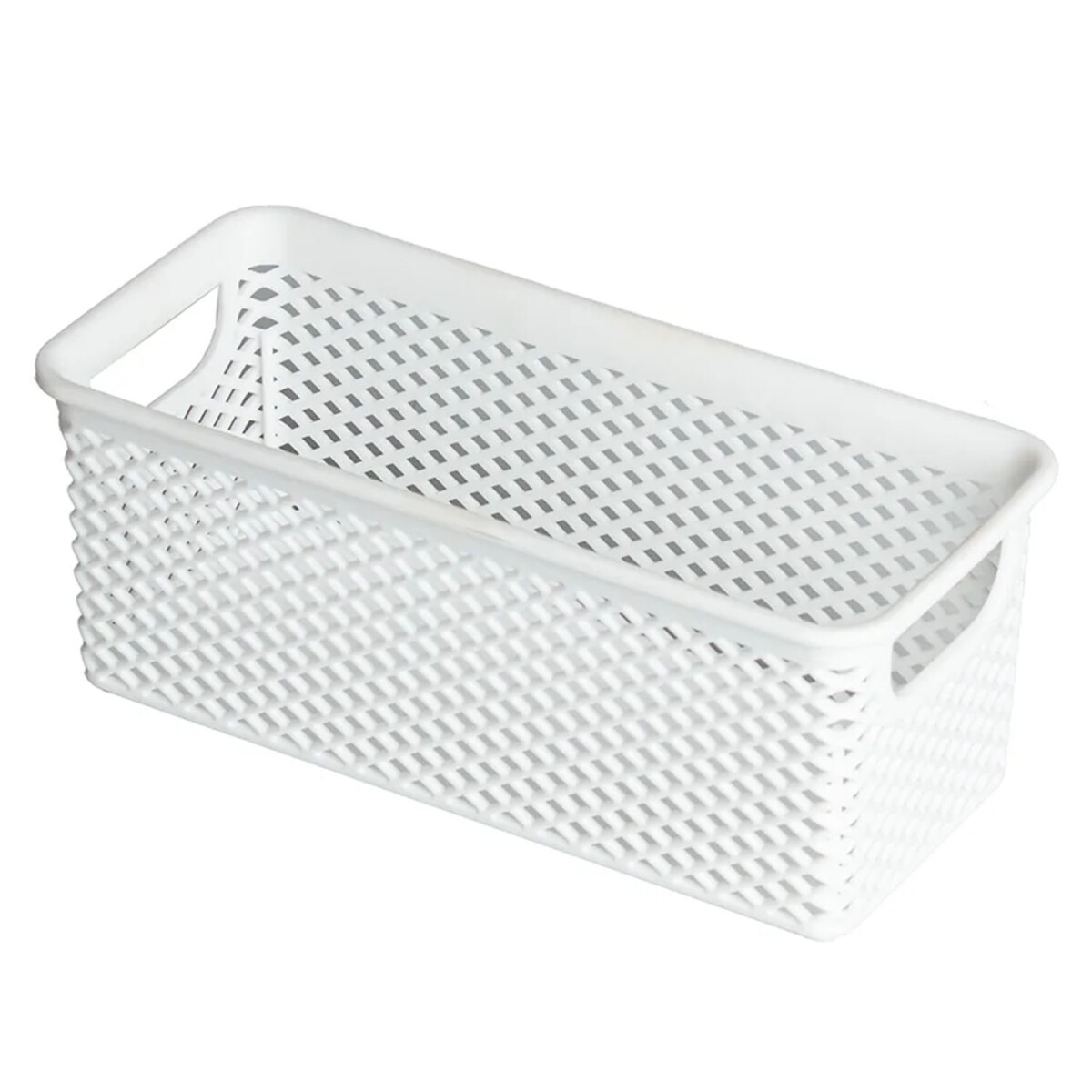 Caja Cesto Organizador en Plástico Calado Línea 20x9x8Cm - Blanco 