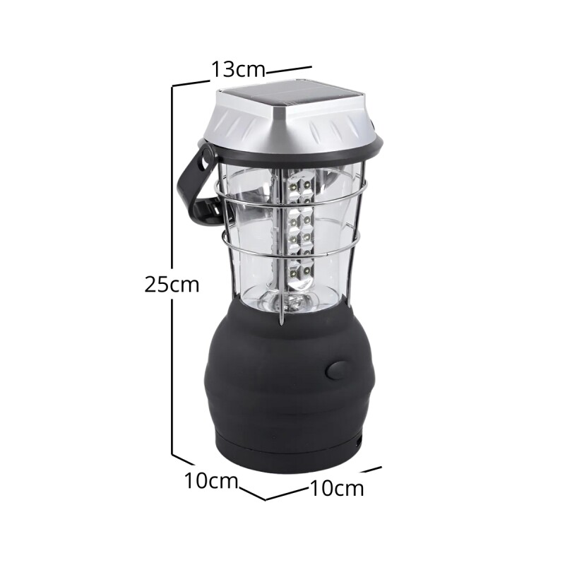 Farol recargable con dinamo solar 12 V NEGRO