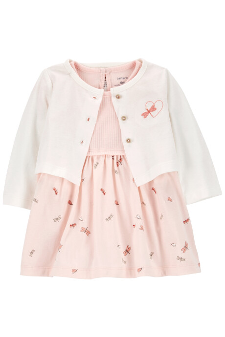 Set dos piezas de algodón, vestido y saco, diseño libélula Set dos piezas de algodón, vestido y saco, diseño libélula
