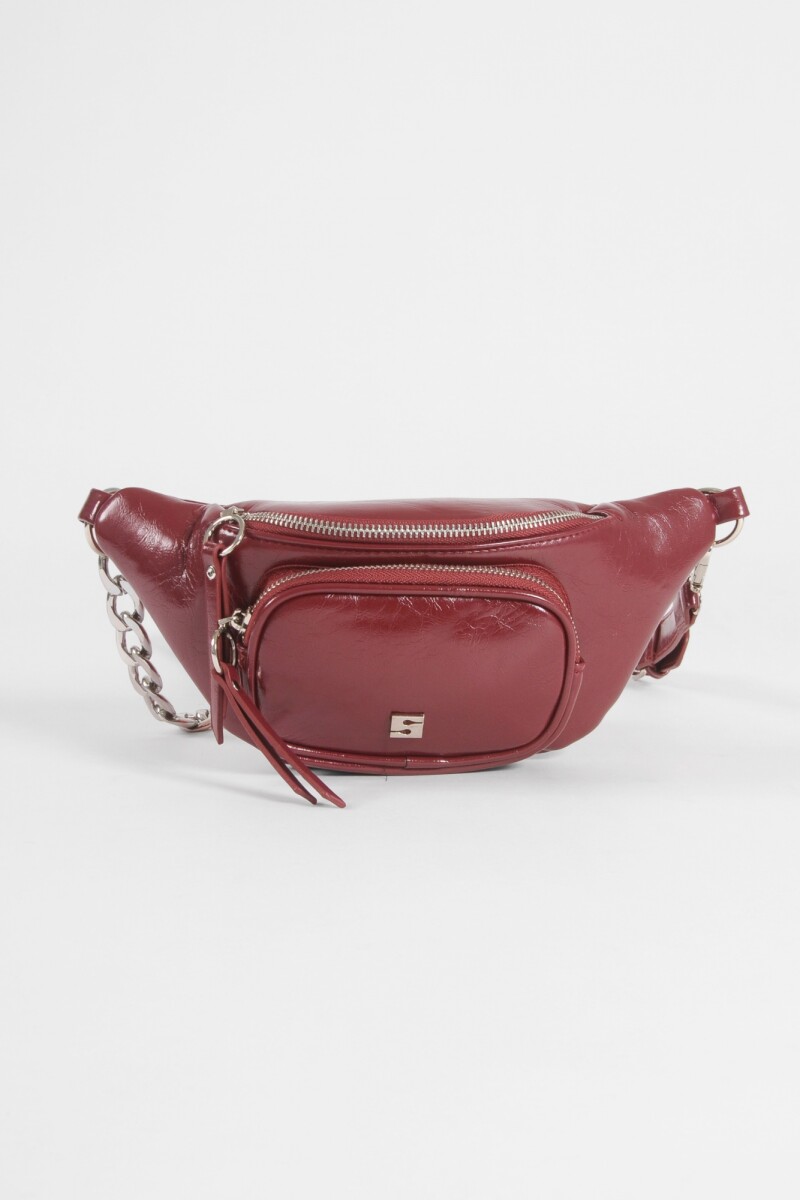 Cartera de hombro con cierres bordo