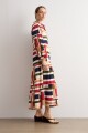 Maxi vestido estampa Geometrica multicolor