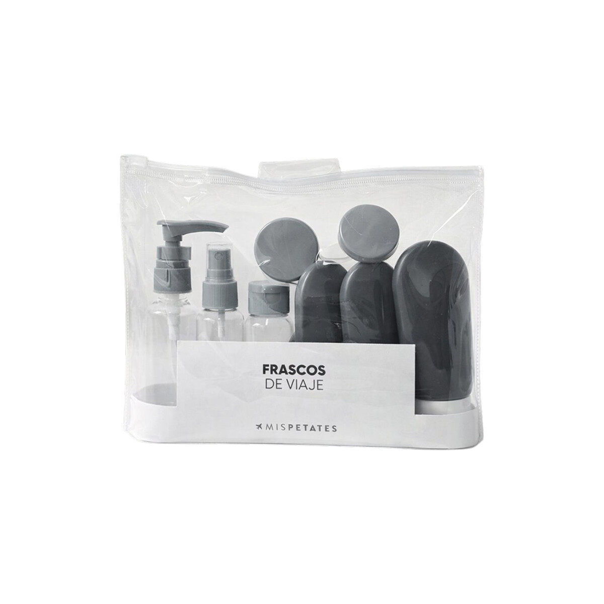 Set de 8 frasquitos de silicona para viaje - Gris 