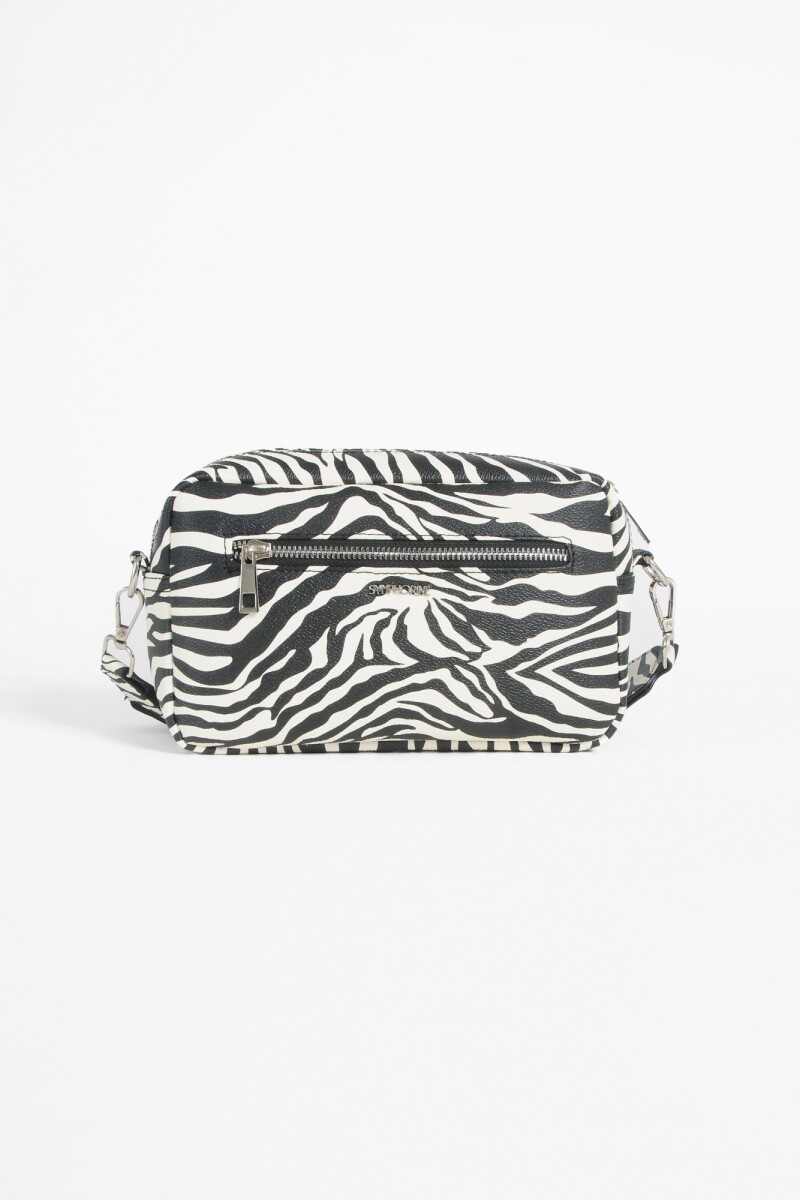 Bandolera básica con bolsillo print negro