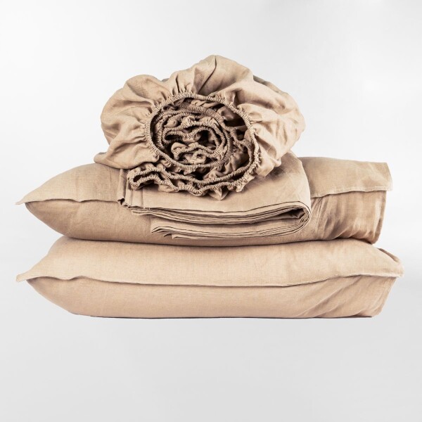 SÁBANA FRENCH FLAX LINEN MARRON - KING
