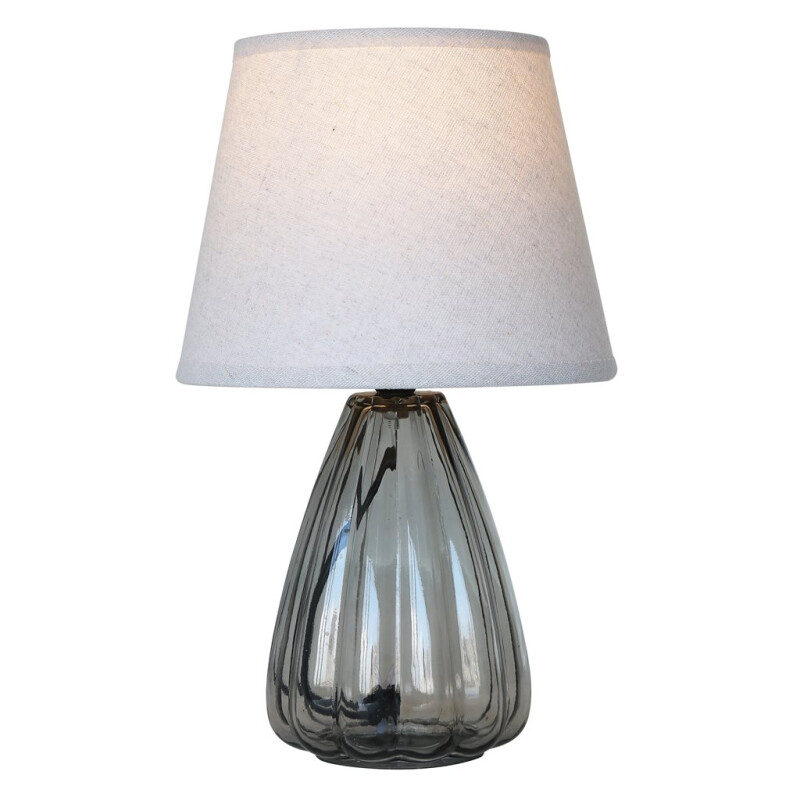 Lampara de Mesa con Base de Vidrio Gris