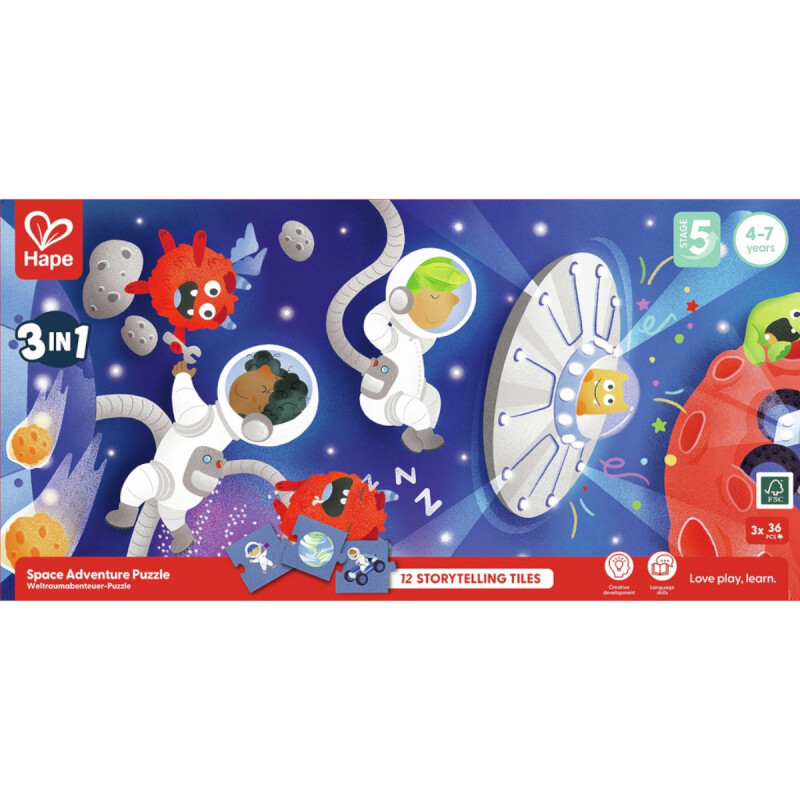 Juego de Mesa Puzzle Espacial 3 en 1 Hape Juego de Mesa Puzzle Espacial 3 en 1 Hape