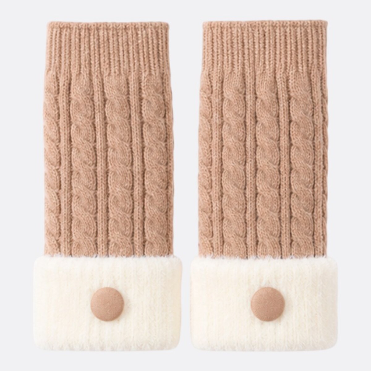 Guantes Sin Dedos Tejidos - Beige 