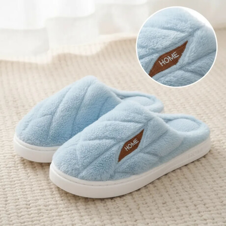 Set Invierno Pantuflas Unisex Antidesliz +Calienta Cama 1Pza Celeste