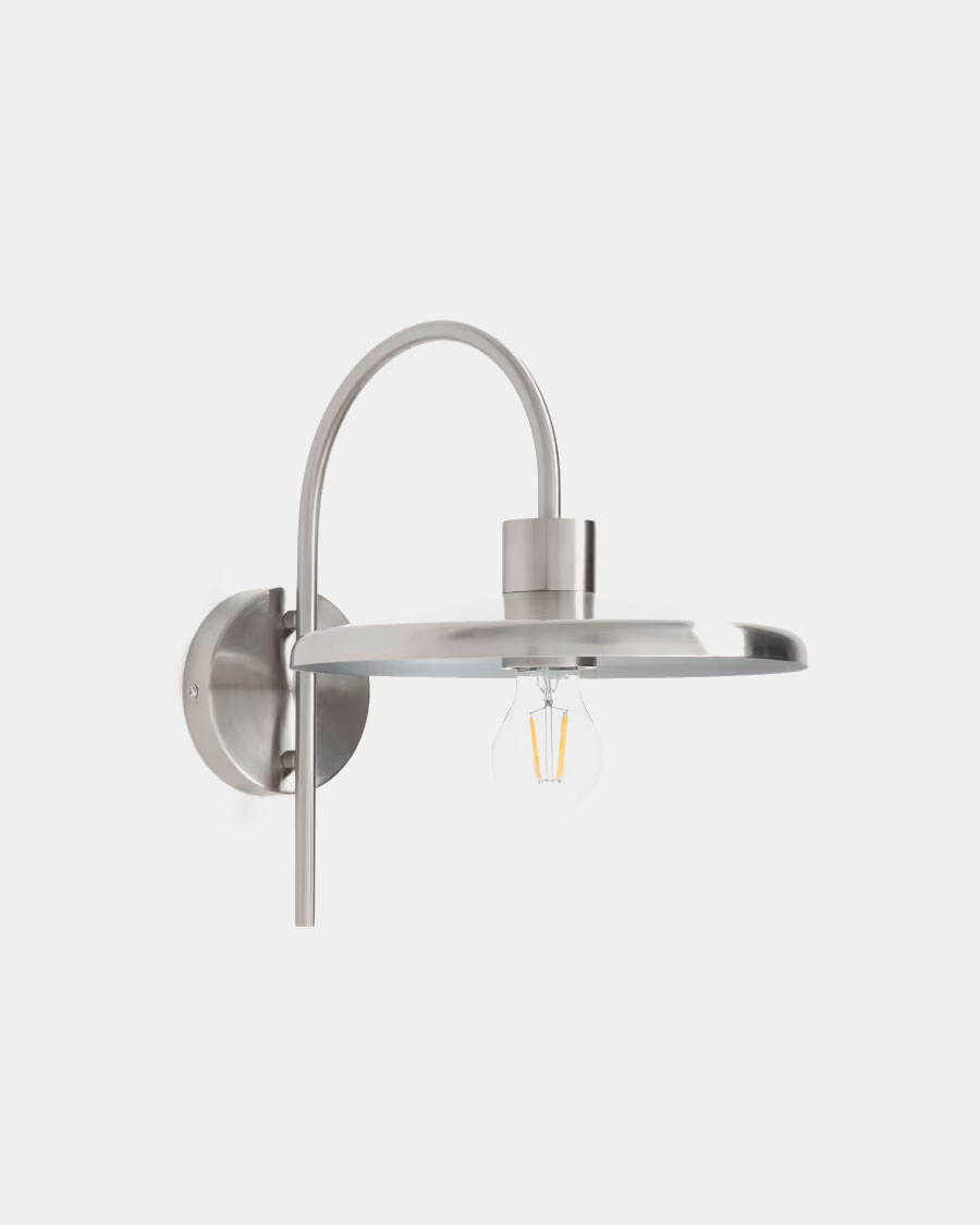 Aplique de pared Nuvira de acero cepillado gris claro