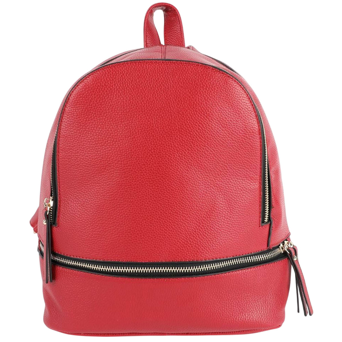 Mochila Canva en cuerina con doble cierre - Bordó 