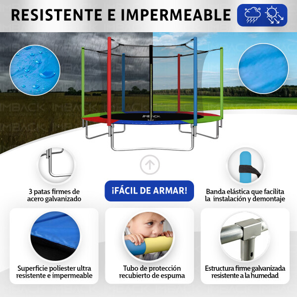 Cama Elástica de 2,44 M Trampolín Saltarín Multicolor (Azul, Rojo y Verde) Cama Elástica de 2,44 M Trampolín Saltarín Multicolor (Azul, Rojo y Verde)