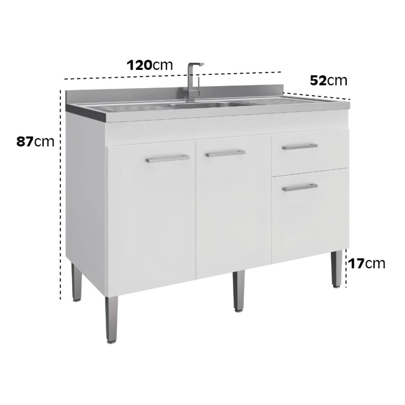Encimera De Cocina Sin Fregadero, 3 Puertas Y 1 Cajón, Color Blanco Encimera De Cocina Sin Fregadero, 3 Puertas Y 1 Cajón, Color Blanco