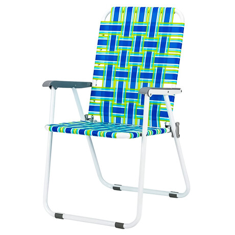 Silla Alta Metálica Plegable Playa Jardin Reforzada Azul