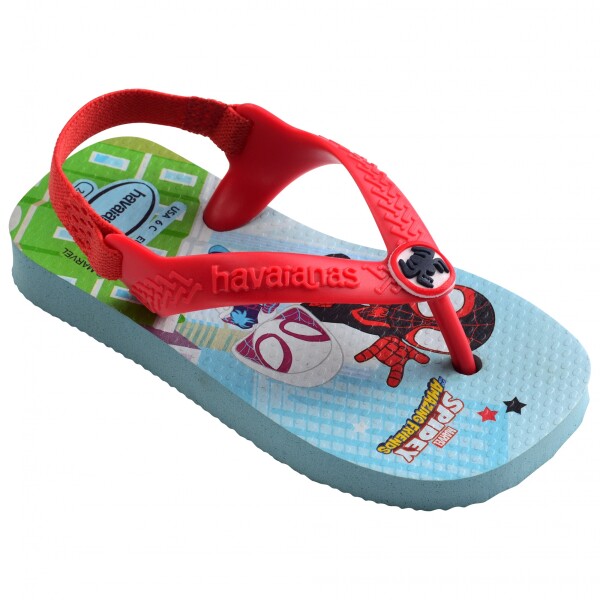 Sandalias Infantiles Havaianas New Baby Heroes Celeste - Rojo
