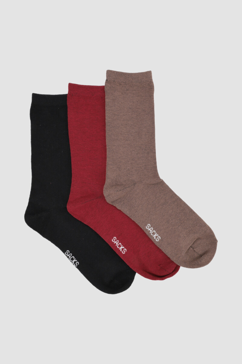 Pack de tres medias lisas. de algodón. en varios colores sur Variante 45