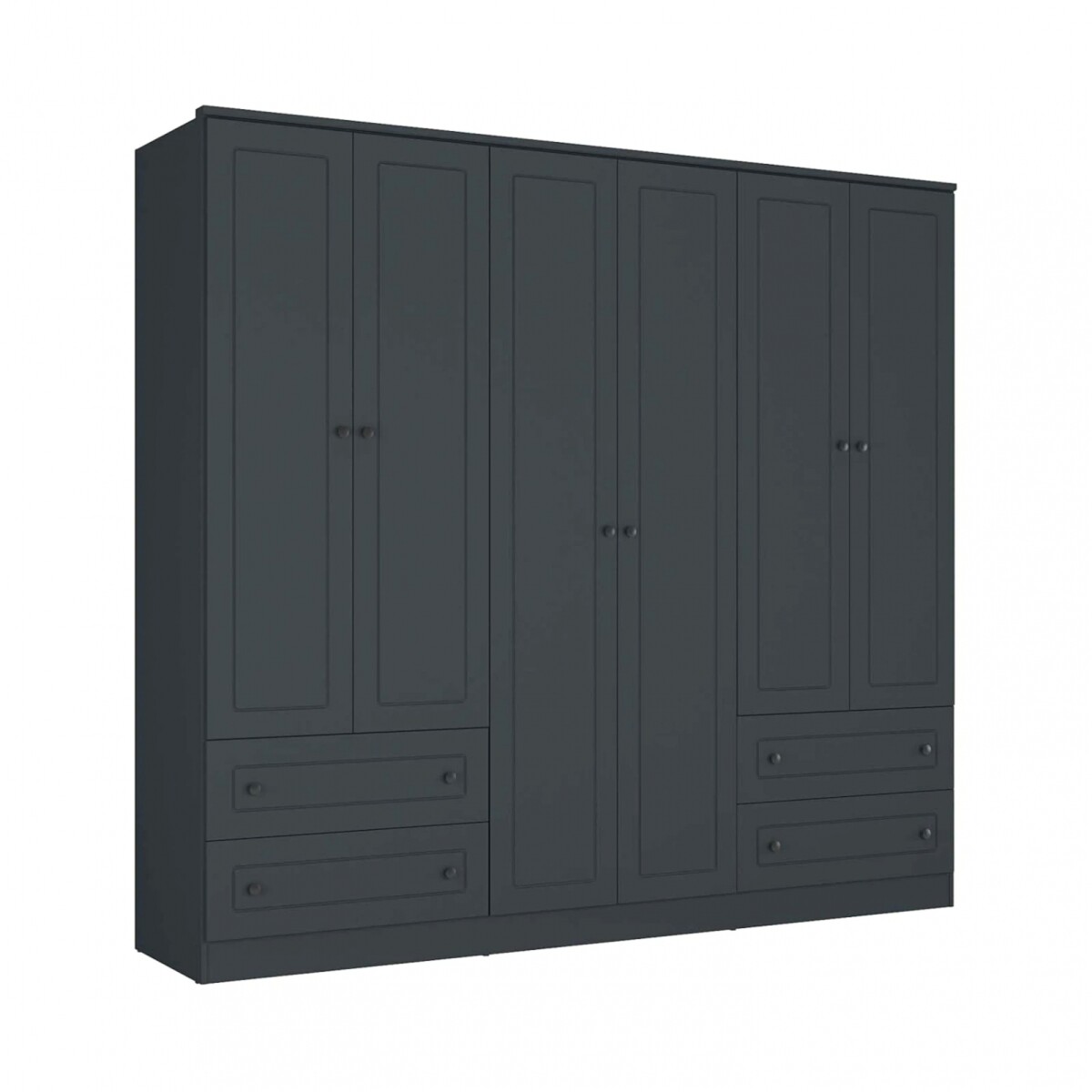 Ropero Americana PLUS 6 puertas 4 cajones - 100% MDF - Gris 
