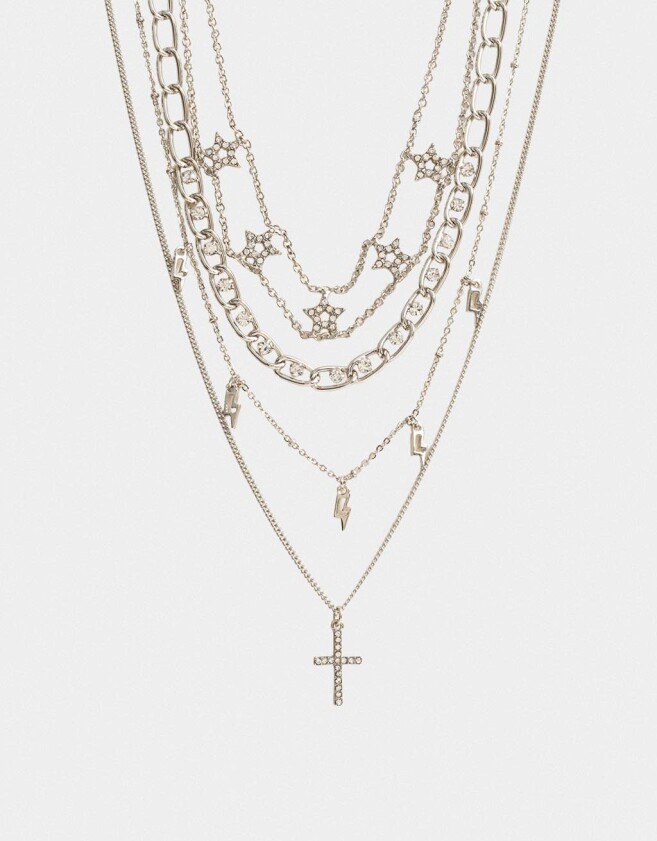 Collares Cortos Religioso Collar Corto Con Cruz - Plateado