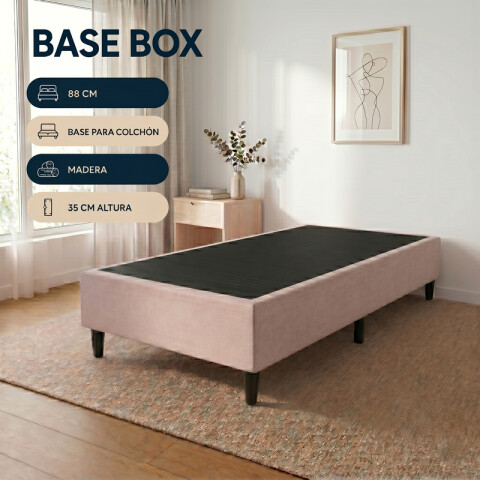 Base BOX Una Plaza 88x188x35 cm – Soporte Firme para Colchón | Beige Base BOX Una Plaza 88x188x35 cm – Soporte Firme para Colchón | Beige