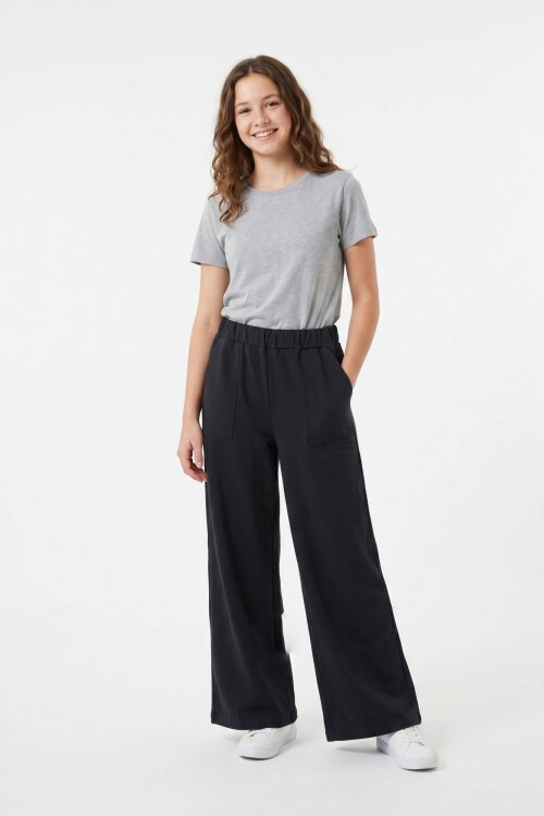 Pantalon palazzo tipo jogging liviano NEGRO