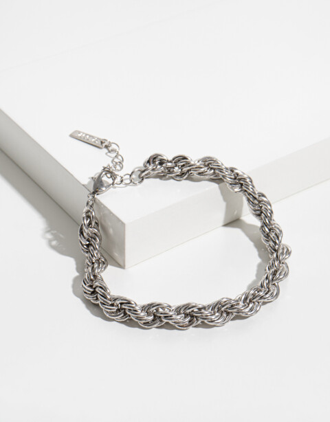 Pulseras Flexibles Metal Pulsera Trenzada - Plateado