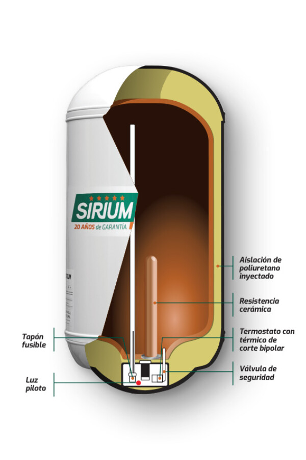 Calefón Sirium de cobre 90 litros Calefón Sirium de cobre 90 litros