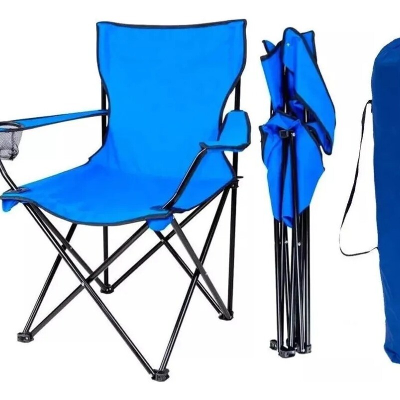 Silla plegable capitán con apoya brazos FB306 AZUL