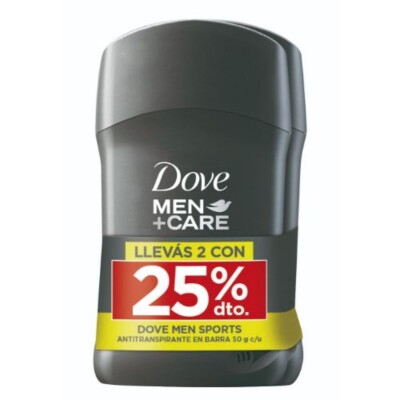 Desodorante Dove en Barra Men +Care Sports X2 54 GR 25% OFF