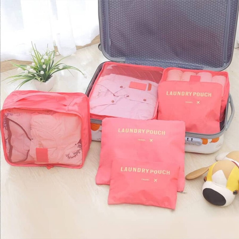 Set 6 bolsas organizadoras equipaje de viaje para valija rojo