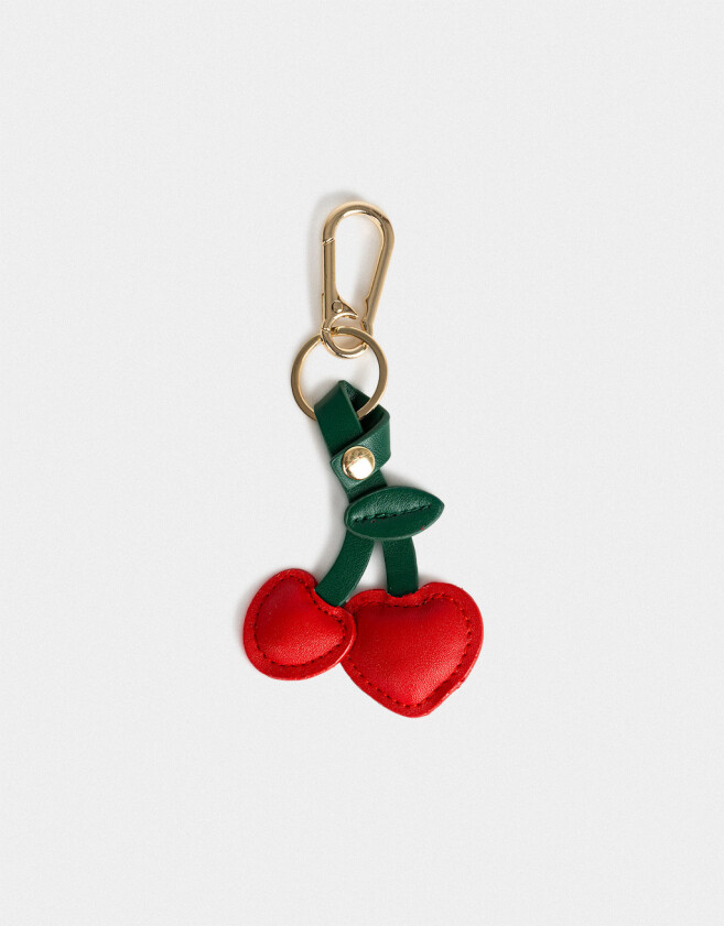 Llavero PU Llavero Y Charm De Cerezas De Pu - Rojo Burdeaux