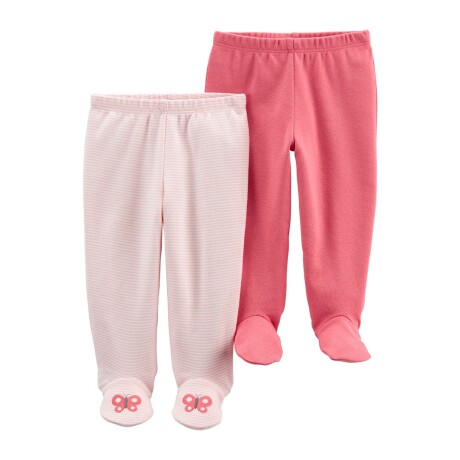 Pack Carters 2 Pantalones con Pie Mariposas ROSA-BLANCO